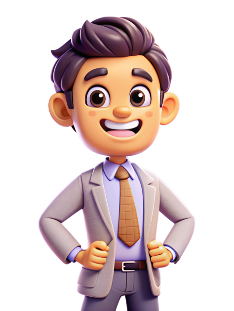 Smiling Businessman Cartoon Character in Formal Attire png