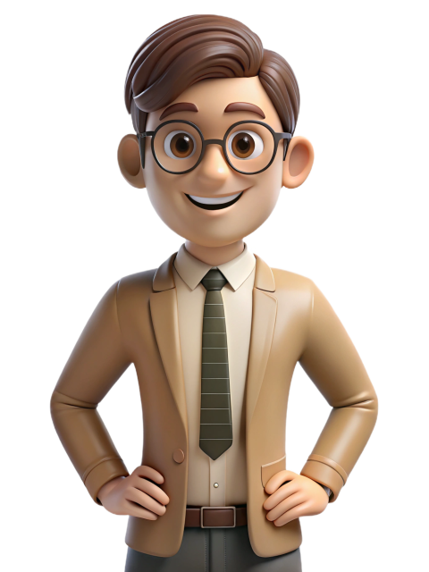 Smiling Businessman Cartoon Character in Formal Attire png