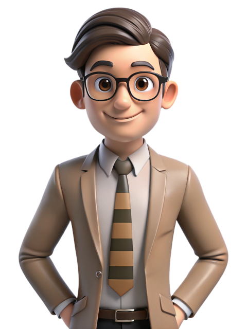 Smiling Businessman Cartoon Character in Formal Attire png