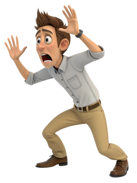 Surprised Man Expresses Shock and Fear Png