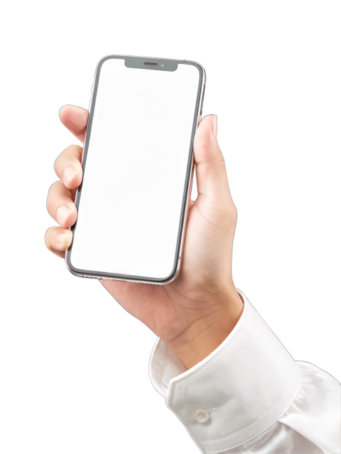 3d Hand Holding Smartphone With Transparent Background