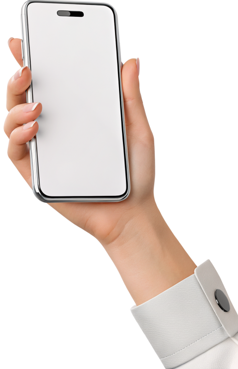 Hand Holding Smartphone With Transparent Background