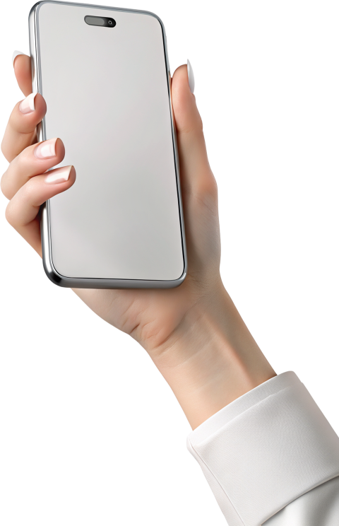 Hand Holding Smartphone With Transparent Background