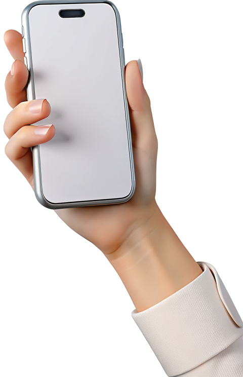 Hand Holding Smartphone With Transparent Background