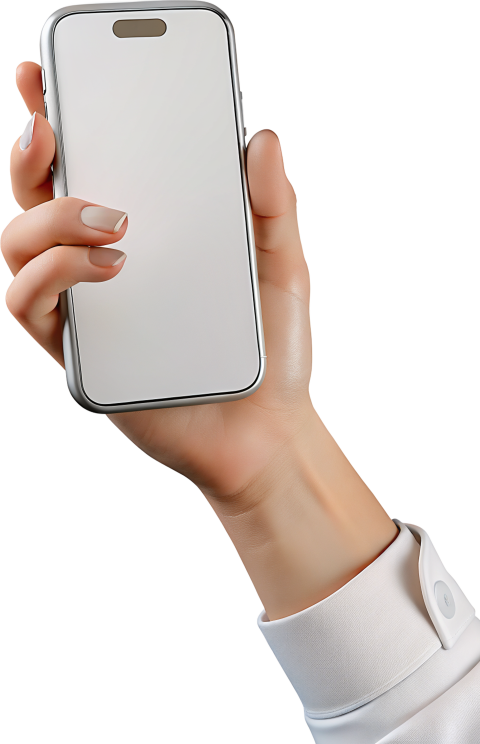 Hand Holding Smartphone With Transparent Background