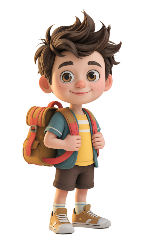 Happy Young Boy Smiling and Ready for School With a Backpack