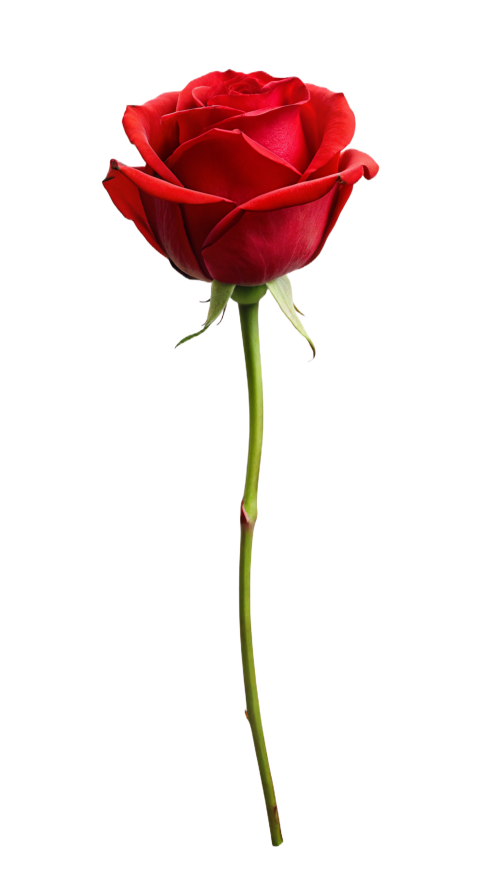 Red Rose Flower on Transparent Background