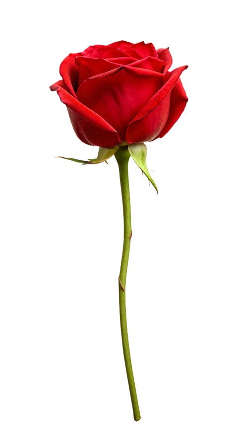Red Rose Flower on Transparent Background