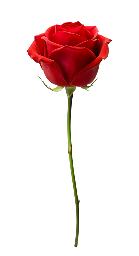 Red Rose Flower on Transparent Background