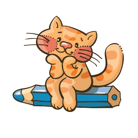 Cute and Funny Cat with Pencil