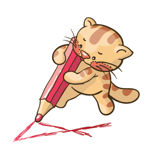 Cute and Funny Cat with Pencil