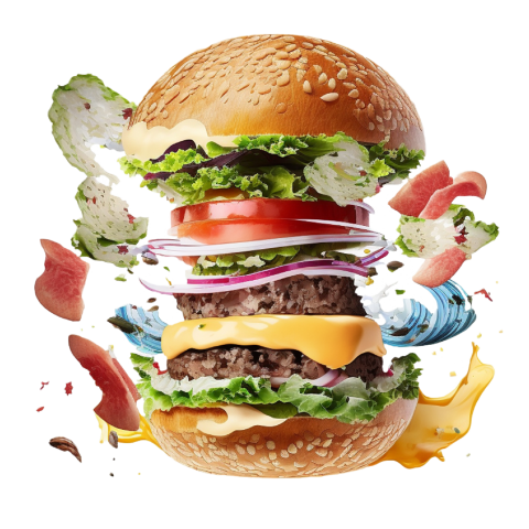 Flying Burger PNG Image Free Download