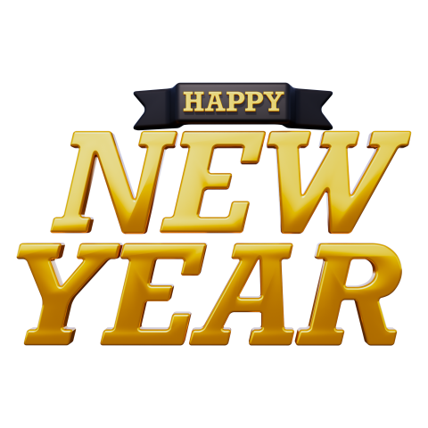 Happy New Year 3D Text PNG