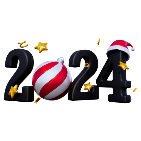 Happy New Year 2024 3D Text PNG