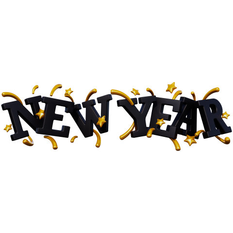 Happy New Year 3D Text PNG