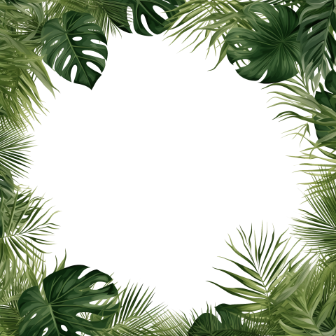 Transparent Palm Leaves Border