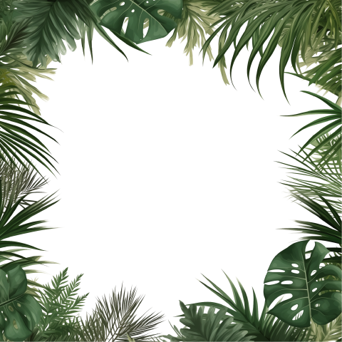 Transparent Palm Leaves Border