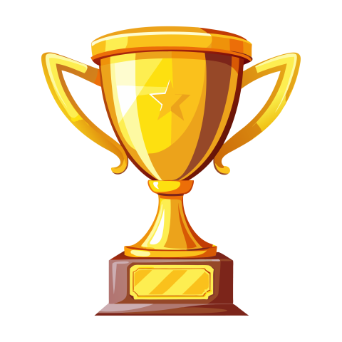 Golden award cup vector png