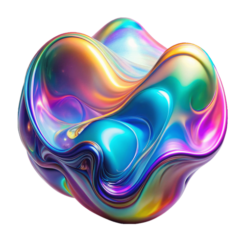 Iridescent 3d shape png