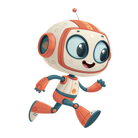 Cute ai robot running png