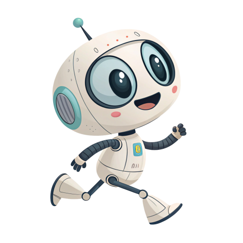 Cute ai robot running png