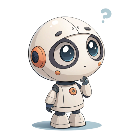 Cute ai robot thinking png