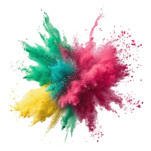 Color Powder Explosion on Transparent Background