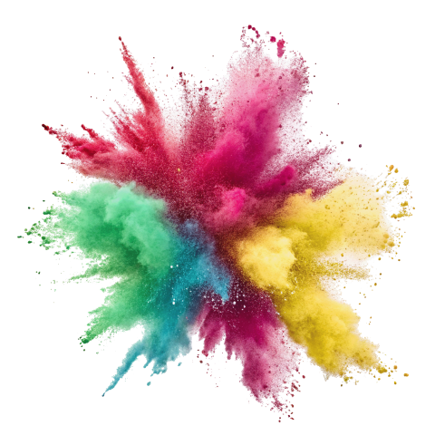 Color Powder Explosion on Transparent Background