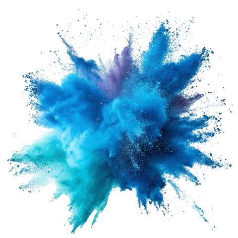 Transparent Blue Color Powder Explosion