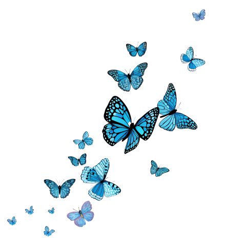 Blue Butterflies Flying with Delicate Png Image