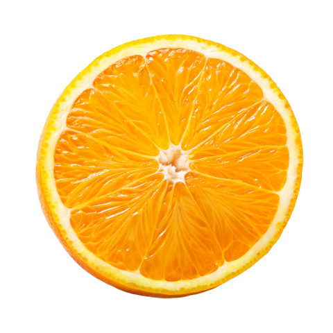 Juicy Orange Slice on Transparent Background