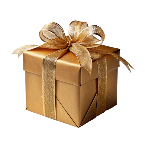 Golden gift box png image