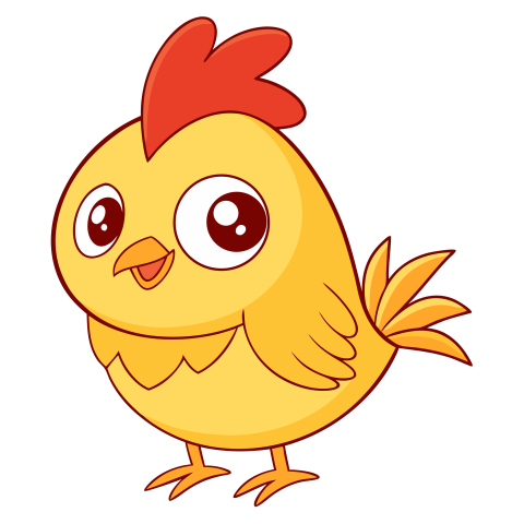 Cute baby chicken rooster cartoon illustration png