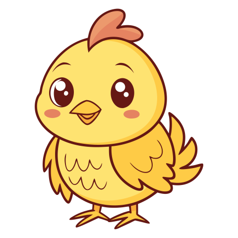 Cute baby chicken rooster cartoon illustration png