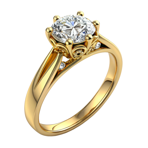 Golden diamond ring png