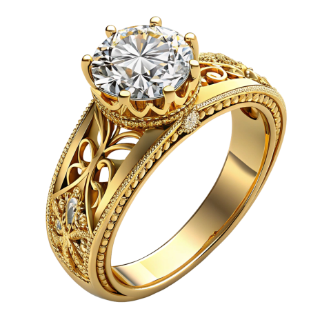 Golden diamond ring png