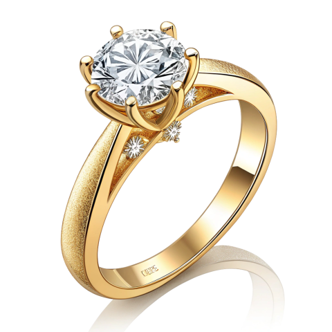 Golden ring with diamond png