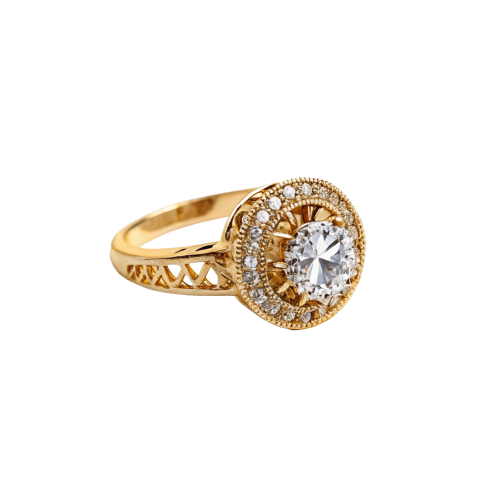 Golden ring with diamond png