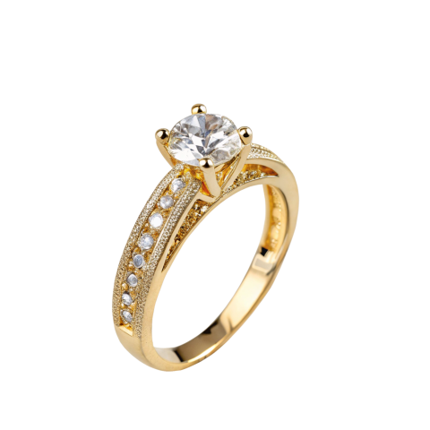 Golden ring with diamond png