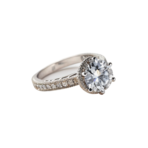 Classic silver diamond ring png