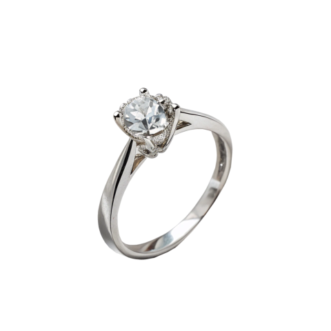 Classic silver diamond ring png