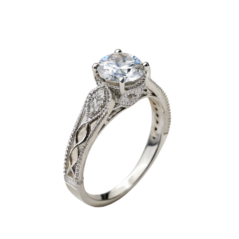 Classic silver diamond ring png