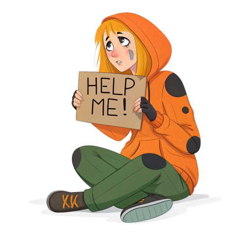 Young Lady Cartoon Holding a Help Sign png