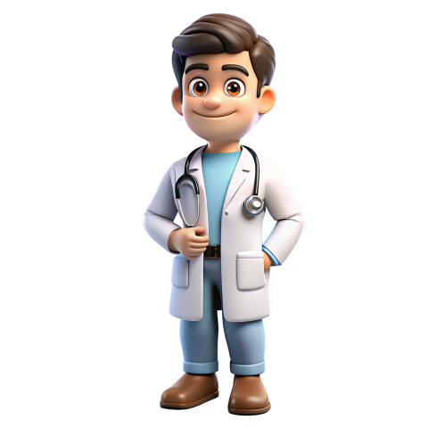 Cartoon Male Doctor with Stethoscope Png