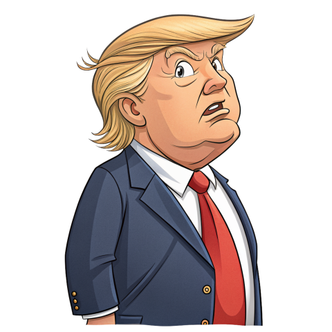 Donald Trump Cartoon with Quizzical Facial Expression