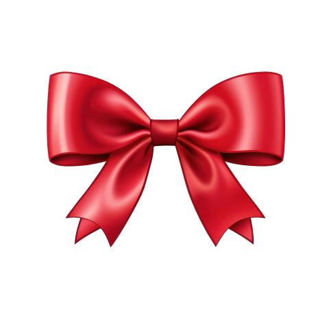 Red Silk Satin Bow isolated on Transparent Background