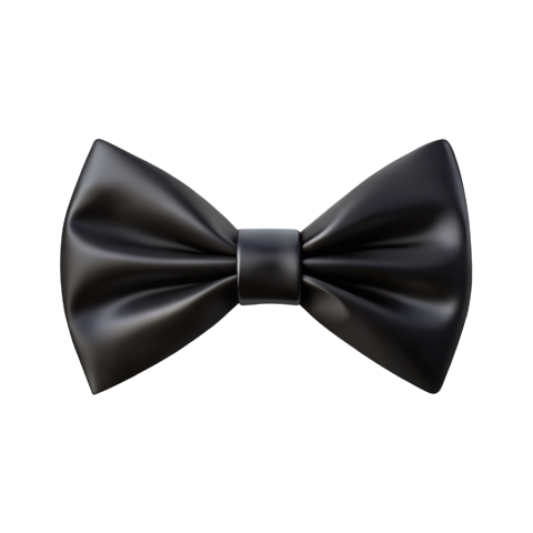Elegant Black Bowtie on Transparent Background Png