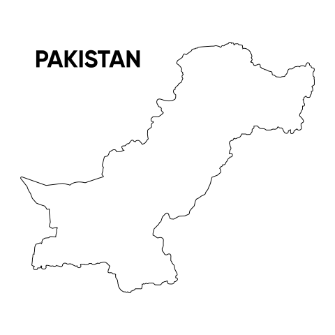 Outline Pakistan Map on Transparent Background