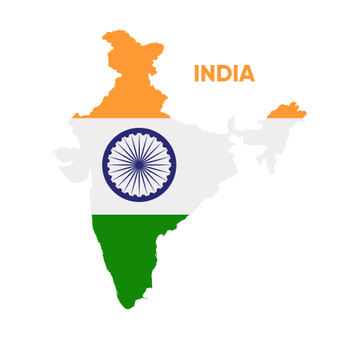Tricolor Indian Map on Transparent Background