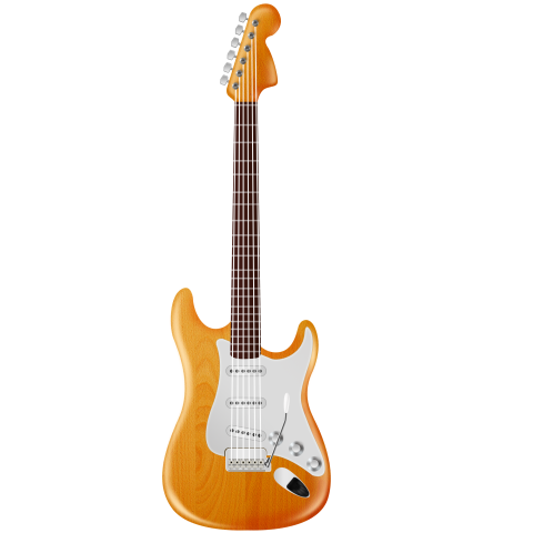 Classic Electric Guitar on Transparent Background